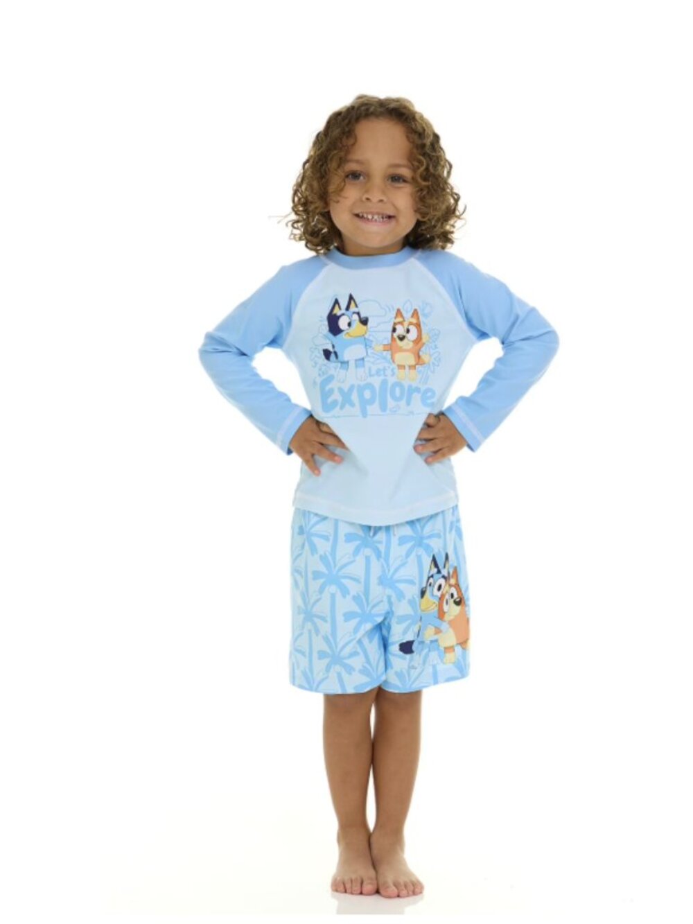 Bluey Boys 2 Piece Rashguard and Swim Trunk Set